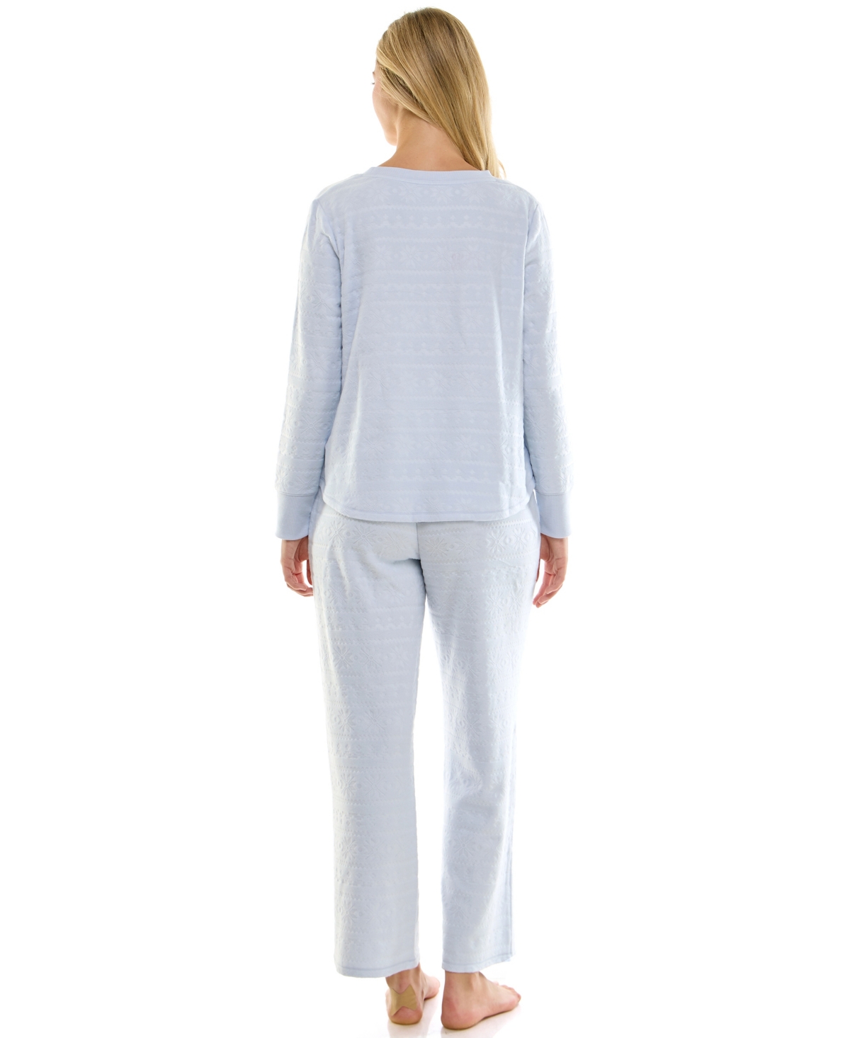 Roudelain Women's 2-Piece Printed Long-Sleeve Top and Straight Leg Pants