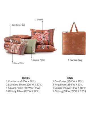 Rossana Bedding 100% Cotton 5-Piece Queen Size Reversible Comforter Set