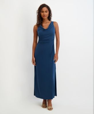 Women's Draped Cowlneck Sleeveless Maxi Dress