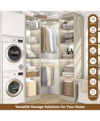 40&#39;&#39; Large Corner Closet Organizer System with 12 Shelves, 6 Tier Walk-in Corner Closet System with 2 Hanging Rods