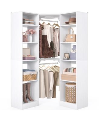 40'' Large Corner Closet Organizer System with 12 Shelves, 6 Tier Walk-in Corner Closet System with 2 Hanging Rods