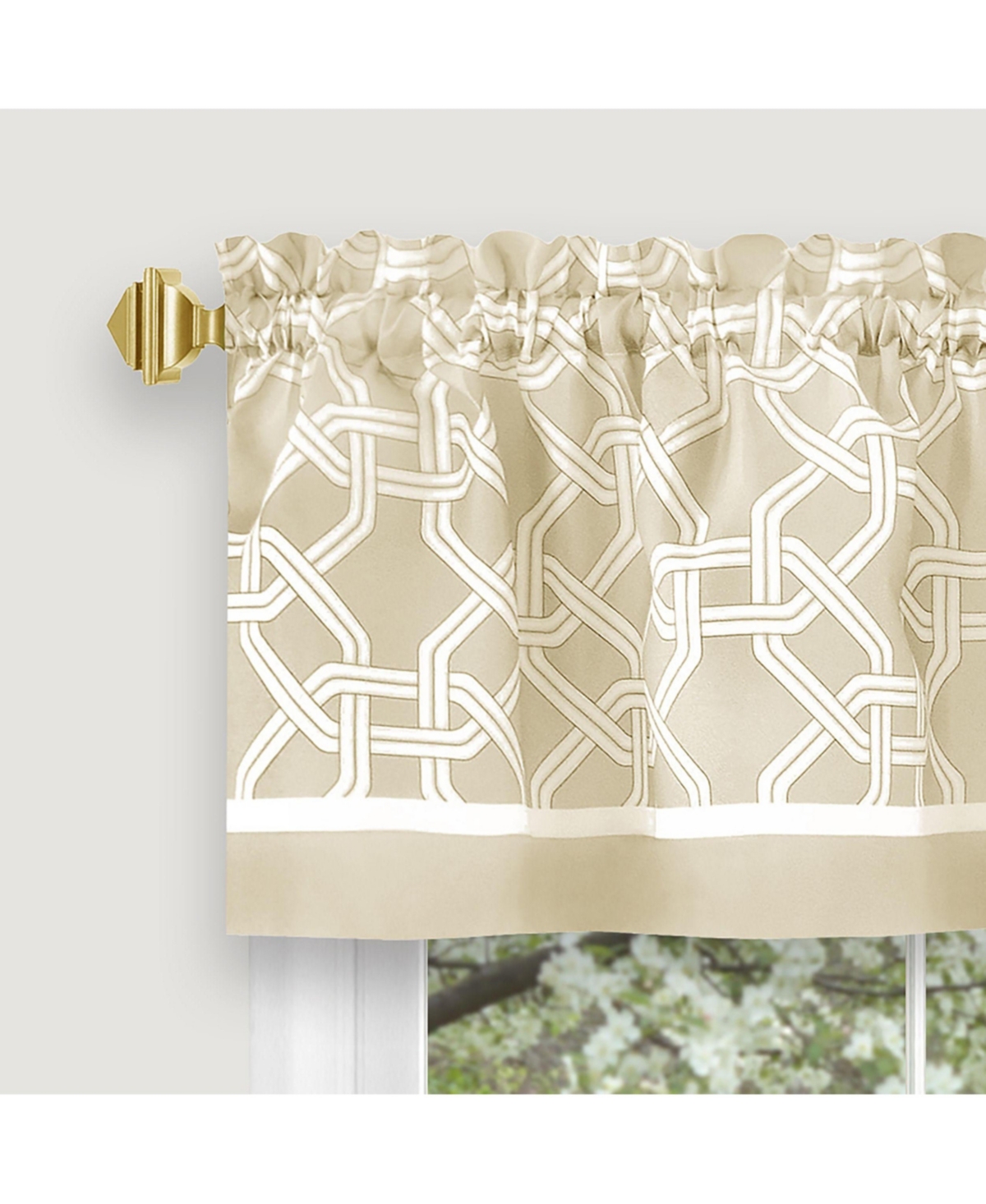 Kate Aurora Geometric Crescent 3 Piece Rod Pocket Cafe Kitchen Curtain Tier & Valance Set - in. Long