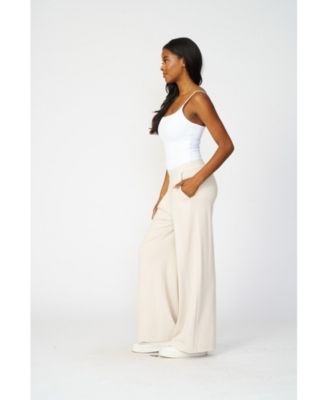 Women's Pleated Wide Leg Stretch Trouser