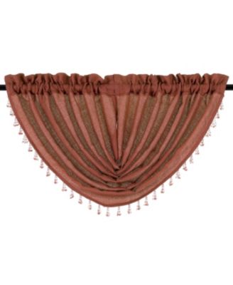 2-Pack: Beaded Emerald Crepe Waterfall Valances - 44 in. W x 37 in. L, Pumpkin Spice/Terracotta