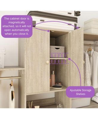 10-Foot Closet System with 3 Drawers, 120-Inch Walk-In Closet Organizer with Shelving Towers and Hanging Rods