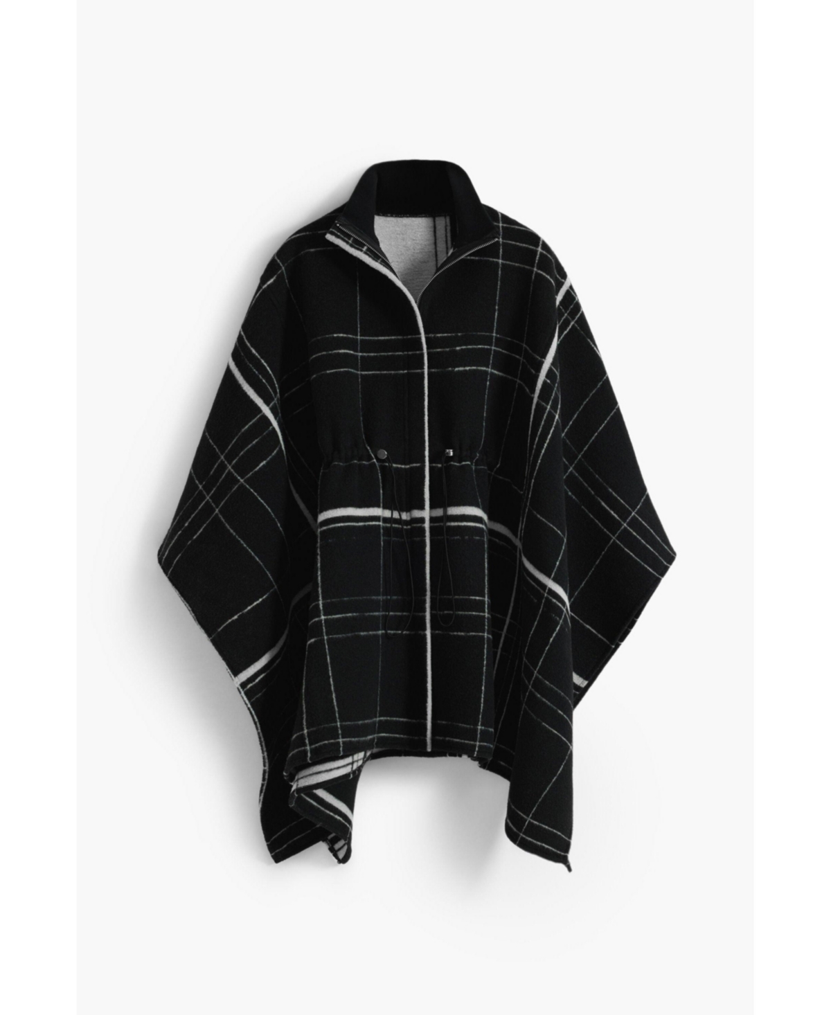 Desigual Women's Checkered Poncho In Black