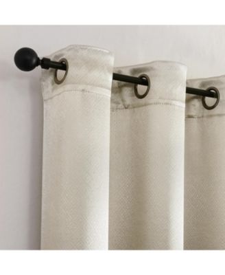 1 Piece Riyadh Light Filtering Grommet Top Embossed Diamond Jacquard Window Curtain Panel - Champagne