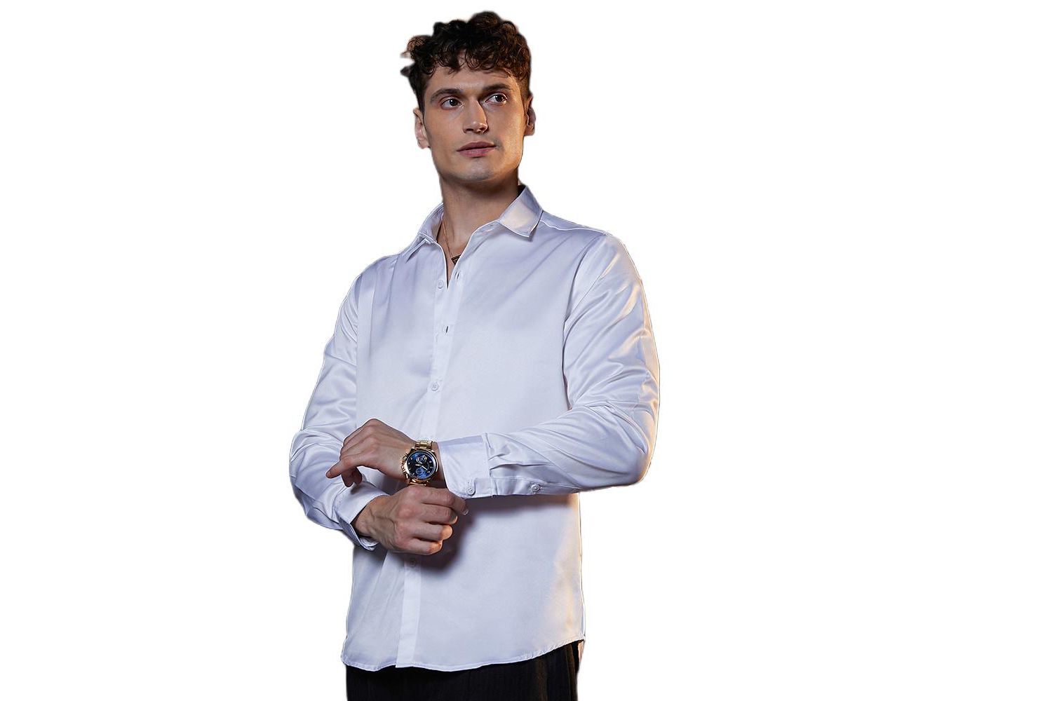Men's Chalk White Satin Lustre Shirt
