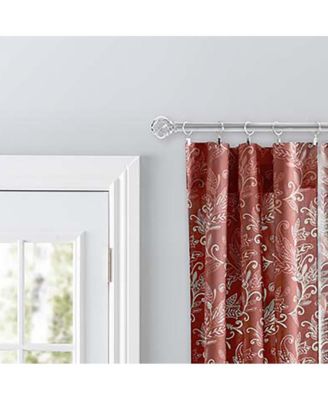 Lexington Leaf Pattern on Colored Ground Curtain Pair with Ties Brick