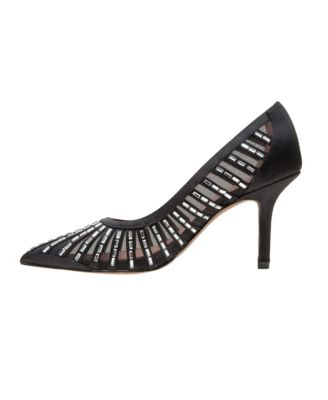 PAOLA | Mesh Beaded Satin Stiletto Pump