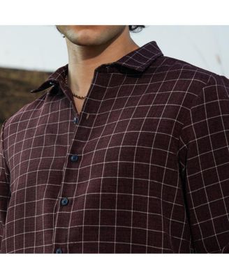 Men's Mocha Brown Graph-Check Shirt