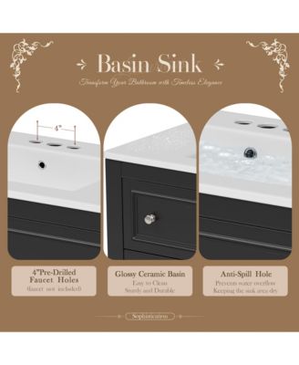 36inch Bathroom Vanity Cabinet with Sink Combo Set Undermount Ceramic Sink Free Standing Vanity Set
