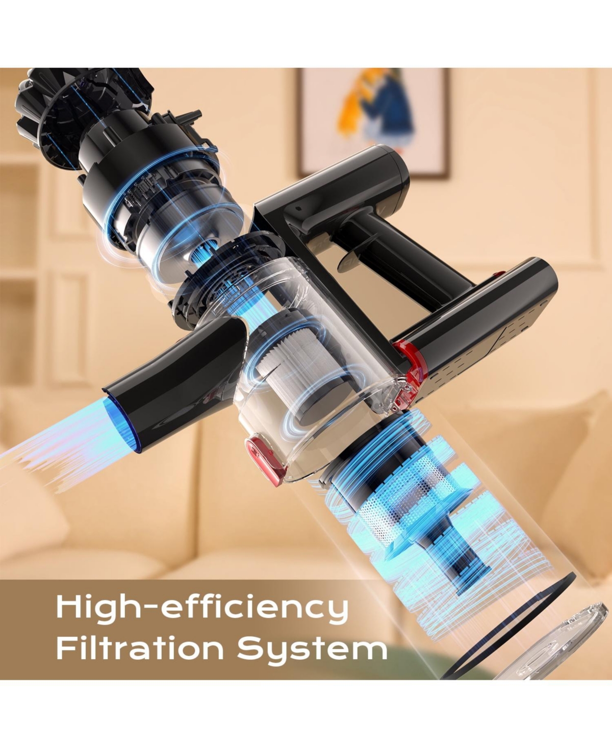 Elephas V15 Cordless Vacuum Cleaner, 6-in-1 Stick Vacuum, 45 Min Runtime, Lightweight Telescoping Tube, for Hard Floor, Pet Hair and Carpet
