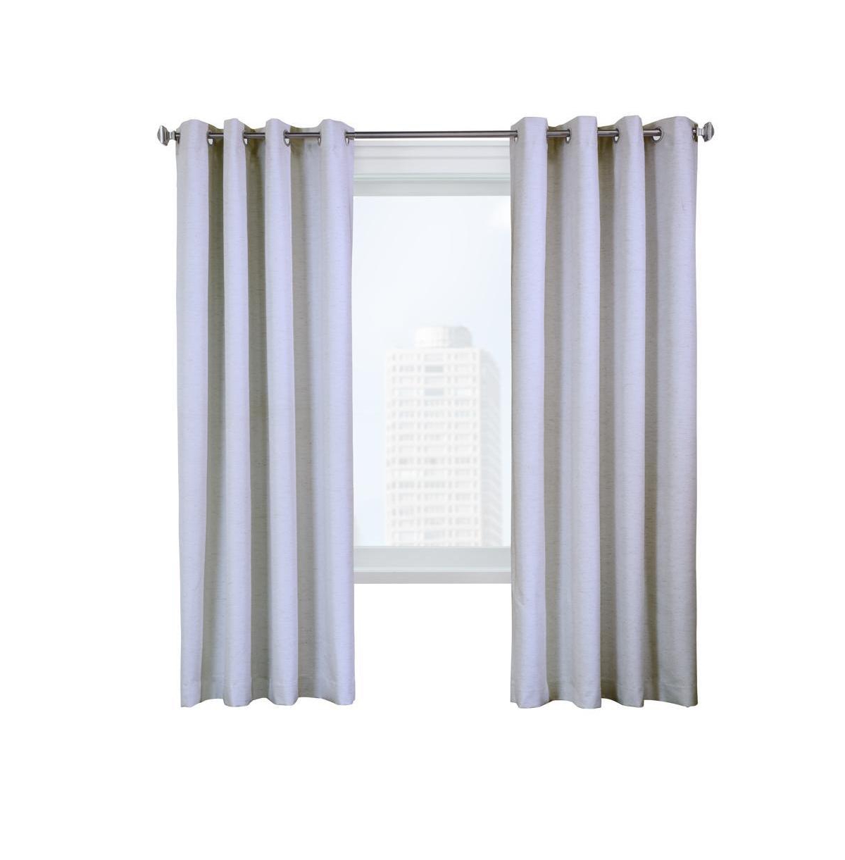 Thermaplus Ventura Blackout Grommet Curtain Panel Pair Frame Your Windows with Subtle Slub Textured Motif Each 78" x 84" White