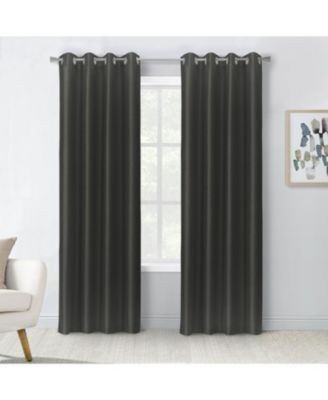 100% Polyester Glacier Balance Temperature Solid Faux Silk Blackout Grommet Curtain Panel 52" x 84" Black