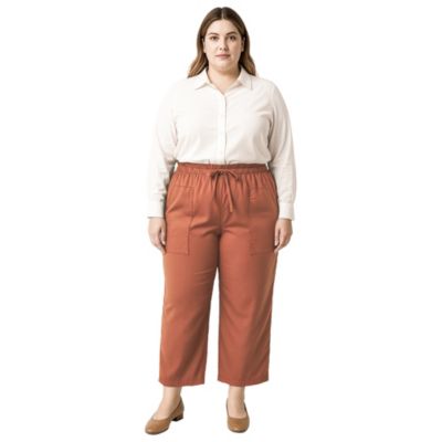 Plus Size High Waist Wide Leg Pull-On Pants