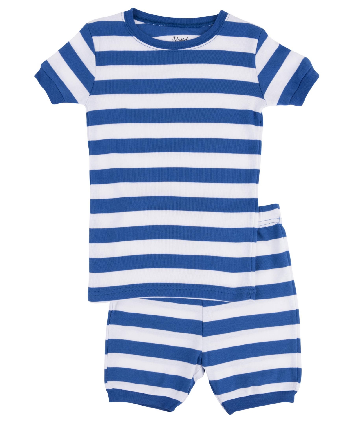 Leveret Kids Two Piece Cotton Short Sleeve Striped Holiday Pajamas