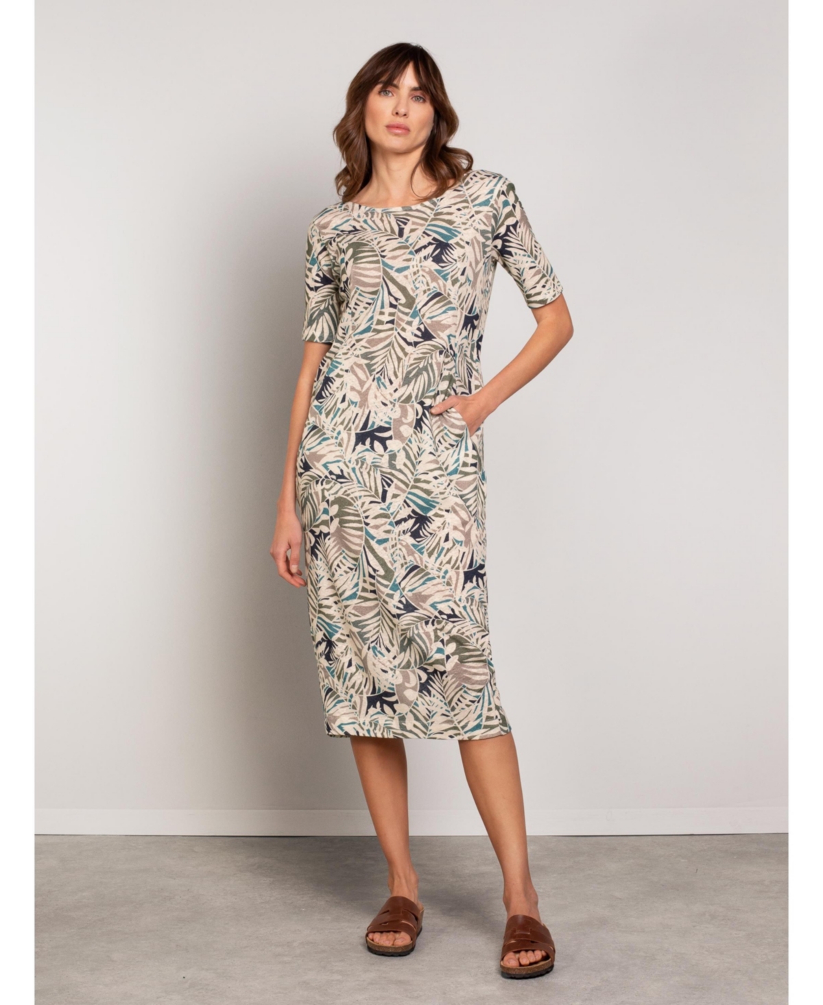 Celtic & Co. Women's Linen Blend Button Back Midi Dress