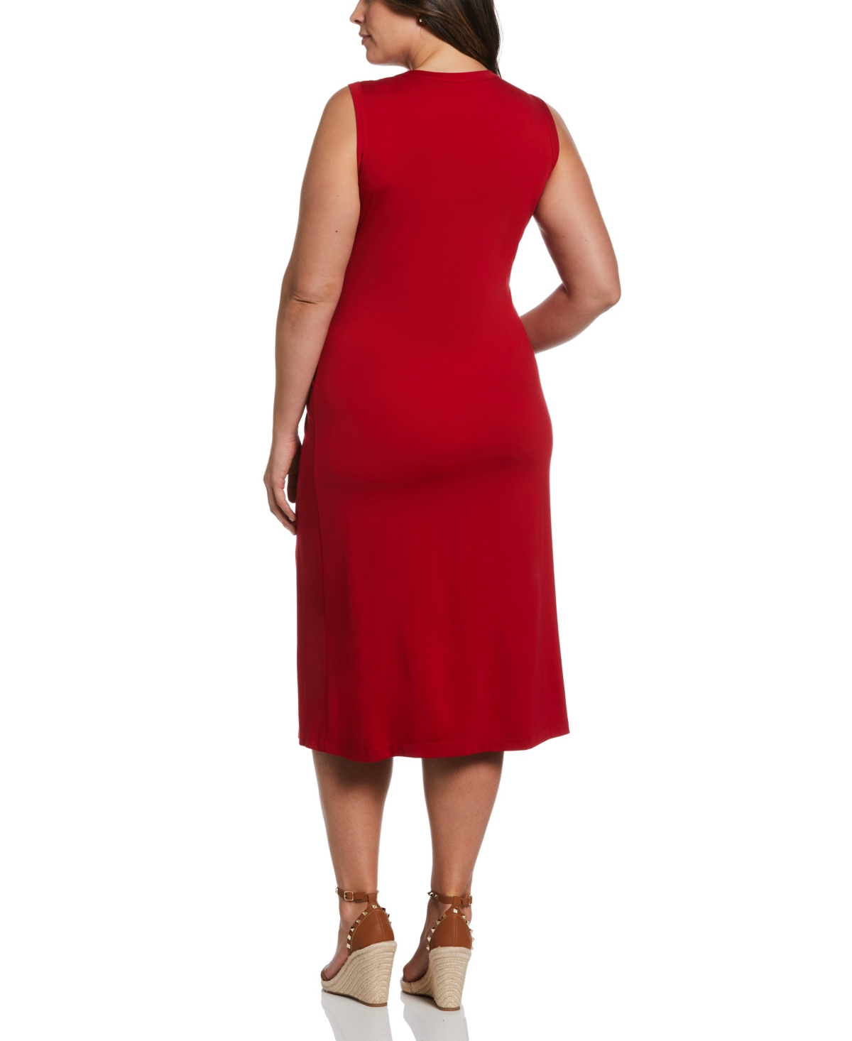 Ella Rafaella Plus Ponte Knit Twist Front Sleeveless Midi Dress