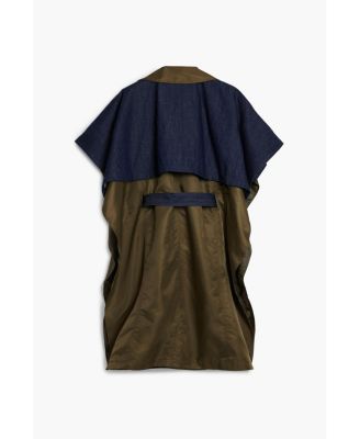 Women's Bimaterial trench-style poncho