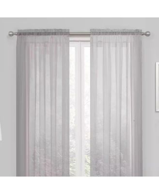 Essential 1 Piece Silver Gray Sheer Voile Rod Pocket Window Curtain Panel - 45 in. Long