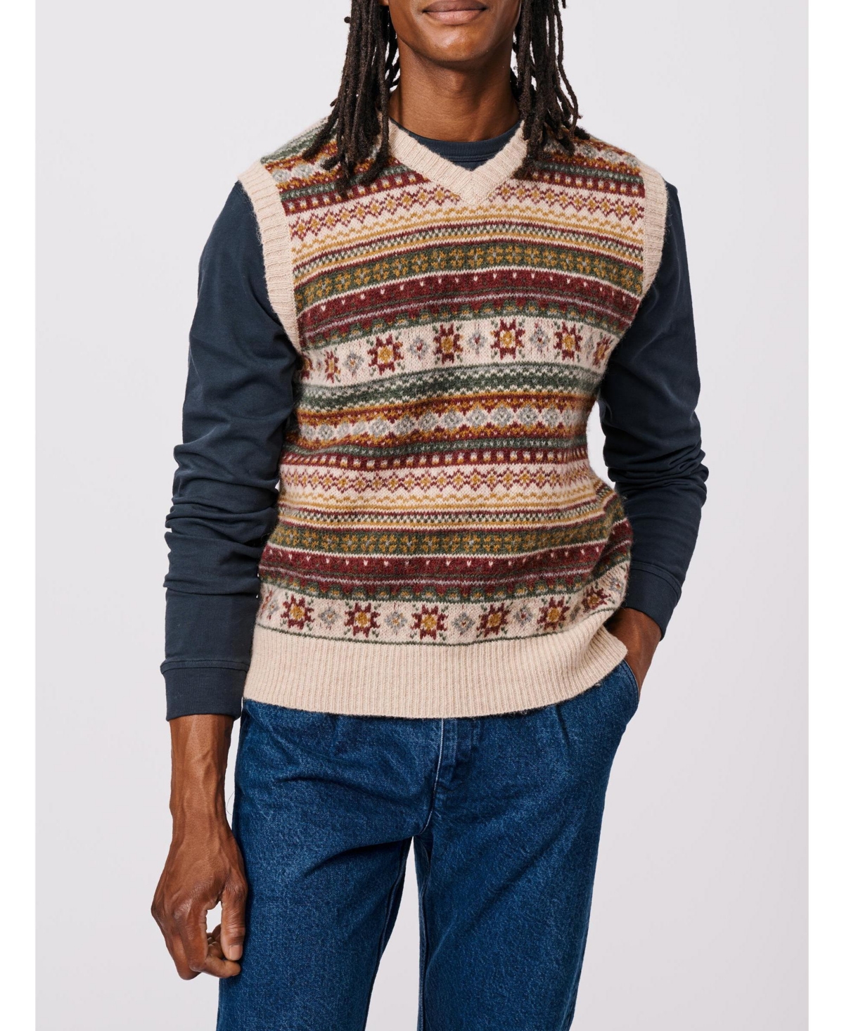 Aubin Fair Isle Slipover Wool Vest