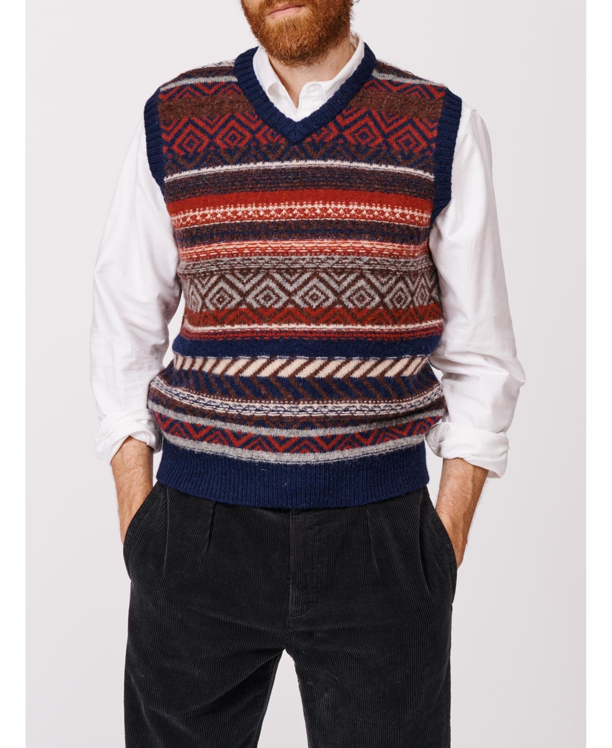 Aubin Fair Isle Slipover Wool Vest