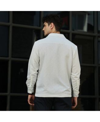 Men's Daisy White Double-Breasted Moziac Shirt