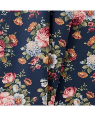 Ellis Bella Rose Stylish Medium Scale Printed Floral Pattern 1.5" Rod Pocket Tier 56"x36" Navy
