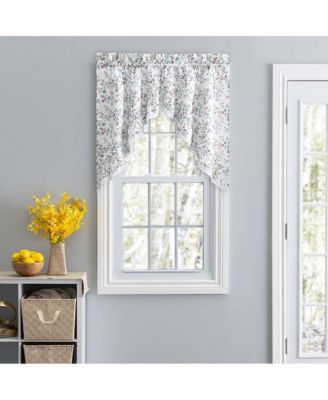 Ellis Country Floral Small Scale 1.5" Rod Pocket Floral Pattern with Ruffle Lace Edge Swag 58"x36" Multicolor