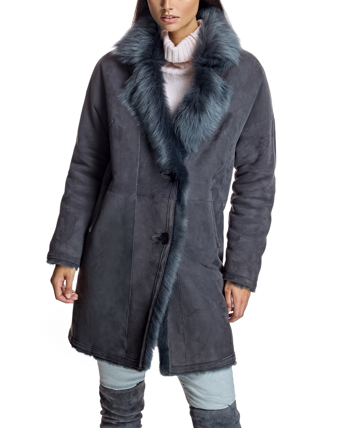 Julia & Stella by Maximilian Women's Reversible Shearling Coat