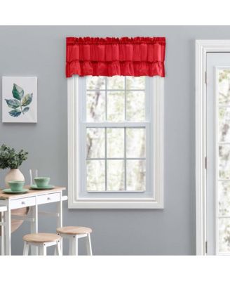 Ellis Stacey 1.5" Rod Pocket High Quality Fabric Solid Color Window Ruffled Filler Valance 54"x13" Red
