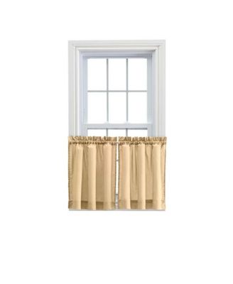 Ellis Stacey Solid Color Window 1.5" Rod Pocket High Quality Fabric Tailored Tier Pair 56"x30" Almond
