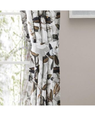 Magnolia Lined 3" Rod Pocket Curtain Panel Pair with Tiebacks 100" x 63" White