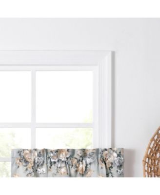 Ellis Bella Rose Stylish Medium Scale Printed Floral Pattern 1.5" Rod Pocket Tier 56"x36" Mist