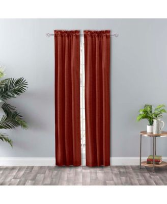 Lisa Solid Color Poly 3" Rod Pocket Cotton Duck Fabric Tailored Panel Pair with Ties 56" x 84" Red