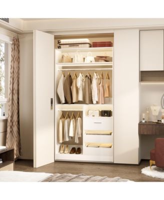 3FT Heavy Duty Closet System 3 Drawers, 2 Hanging Rods and Shelves 36'' Free Standing Closet Organizer