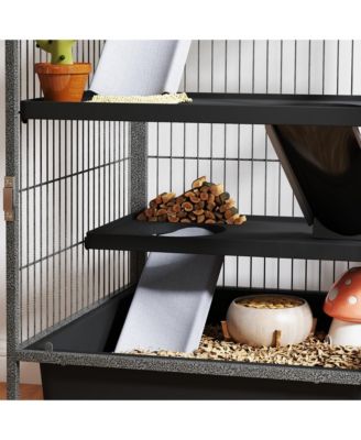 45" Small Animal Cage, 4-Tier Rolling Ferret Chinchilla Cage,