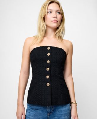 Women's Structured Tweed Strapless Top