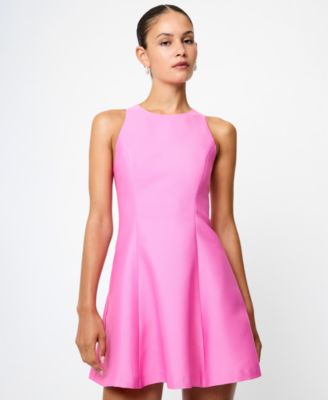 Women's Taffeta Round Neck Mini Dress