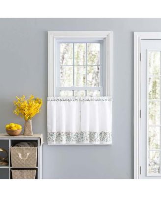 Ellis Country Floral Small Scale 1.5" Rod Pocket Floral Pattern with Ruffle Lace Edge Tier 58"x24" Multicolor