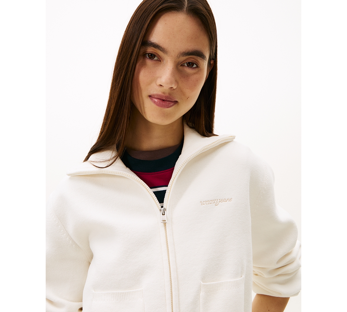 Tommy Jeans Women's Cozy Script Long-Sleeve Cardigan Sweater