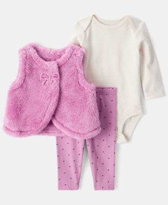 Carter's - Baby Girls 3-Piece Sleeveless Vest, Bodysuit and Pants Set