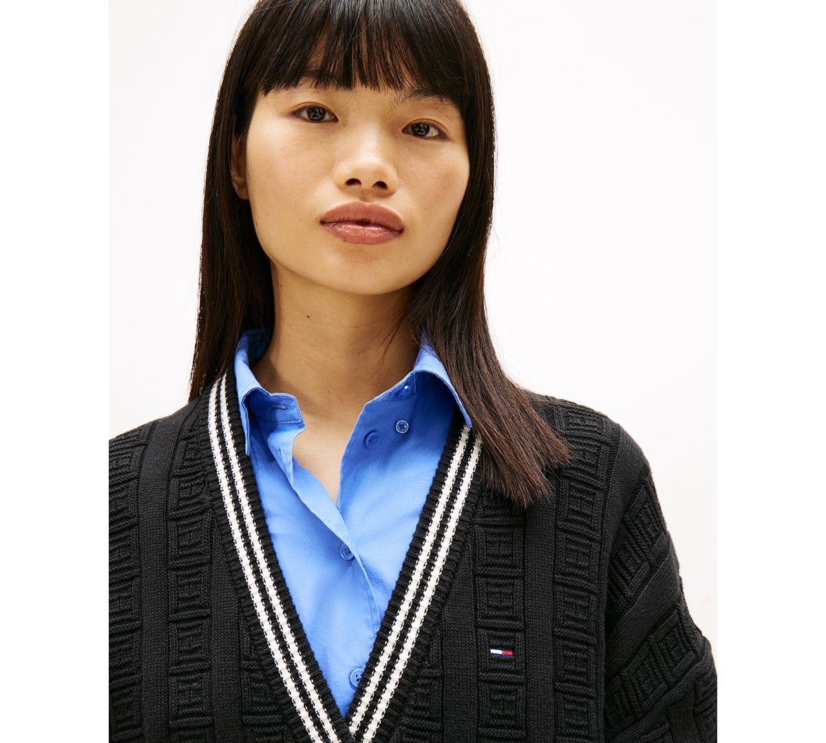 Tommy Jeans Women's Oversized Flag Cable Long-Sleeve Cardigan