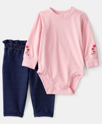 Carter's - Baby Girls 2-Piece Floral Long-Sleeve Bodysuit and Pants Set