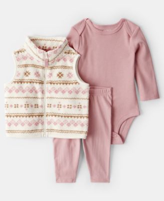 Carter's - Baby Girls 3-Piece Fair Isle Vest, Bodysuit and Pants Set