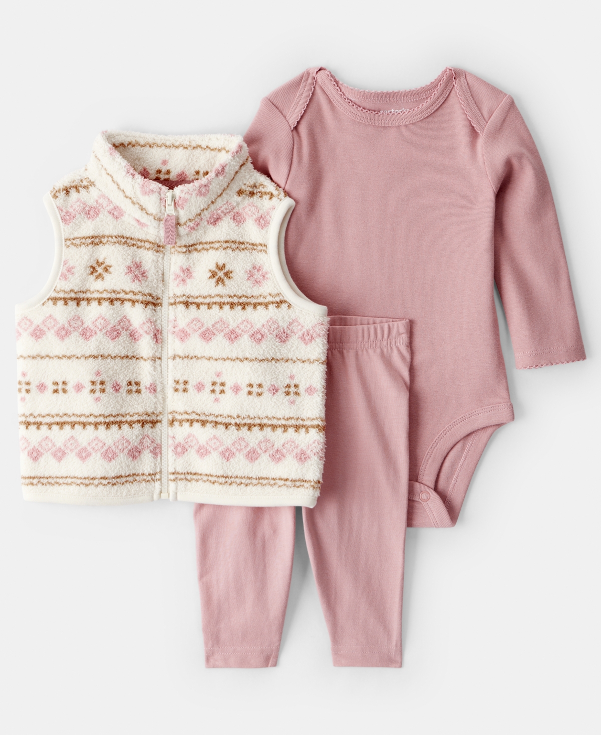 Carter's Baby Girls 3-Piece Fair Isle Vest, Bodysuit and Pants Set