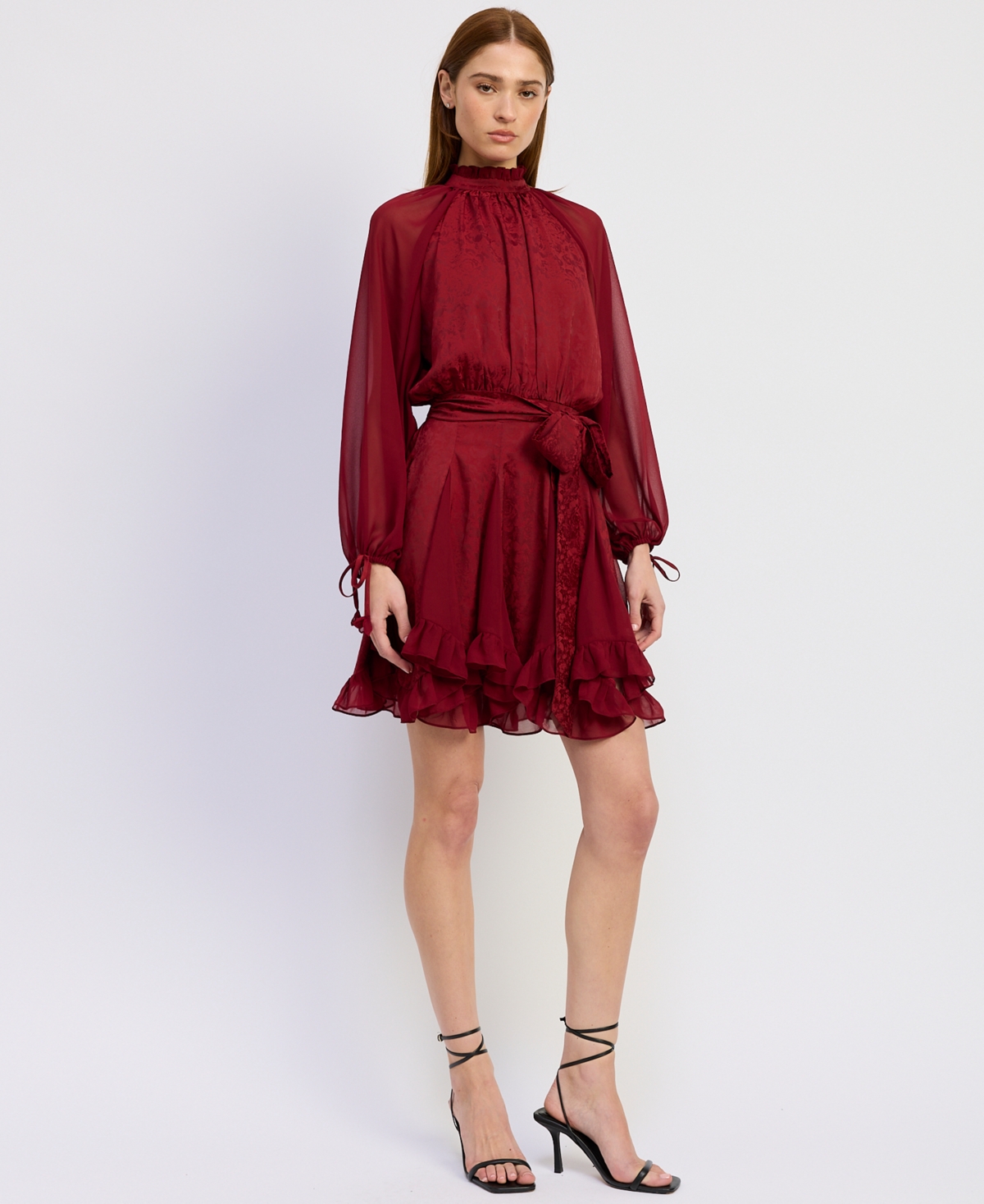 En Saison Women's Annalis Long-Sleeve Mixed Media Maxi Dress