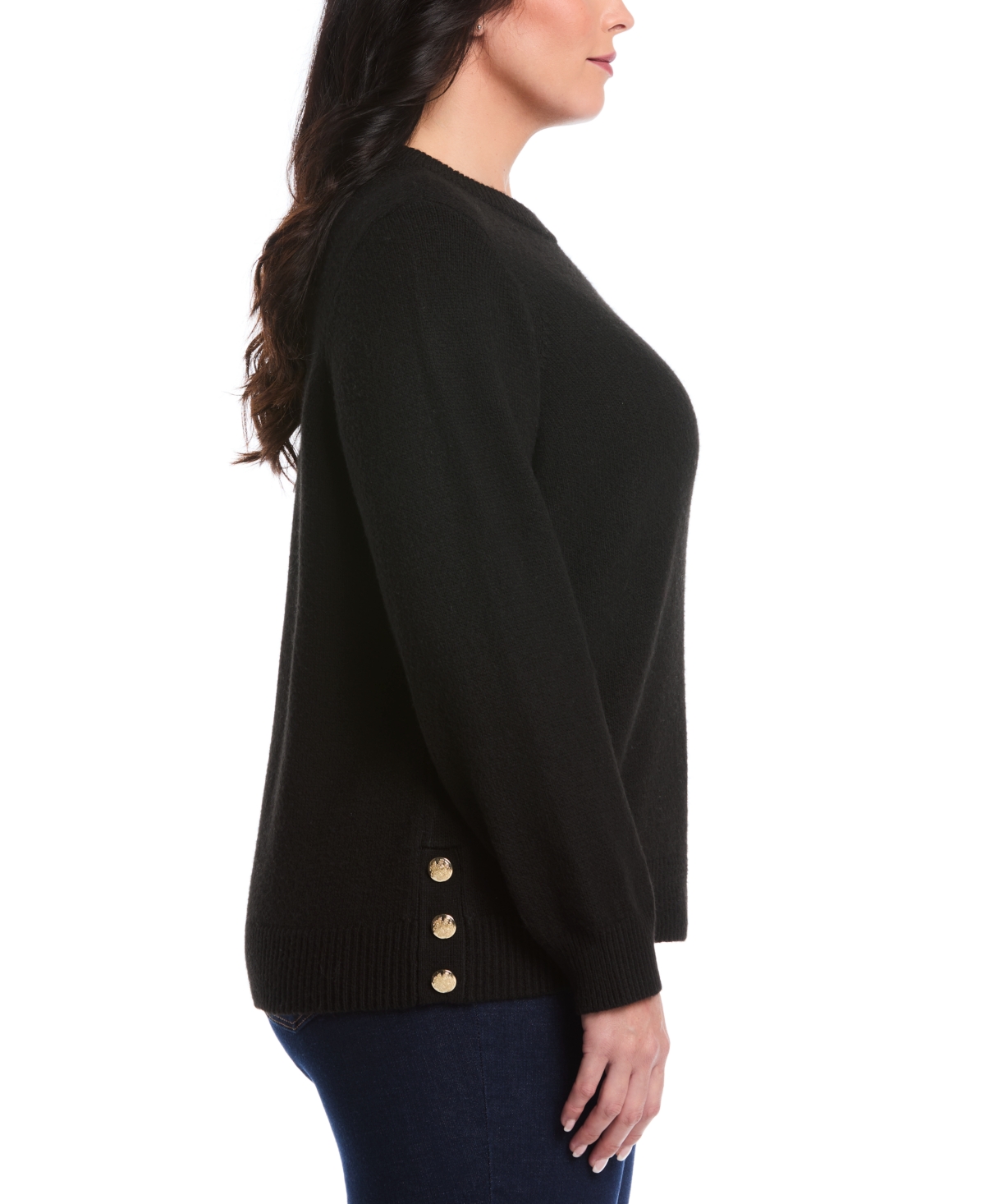 Rafaella Women's Plus Crew Neck Novelty Long Sleeve Sweater
