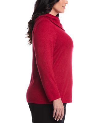 Plus Size Split Collar Long Sleeve Top